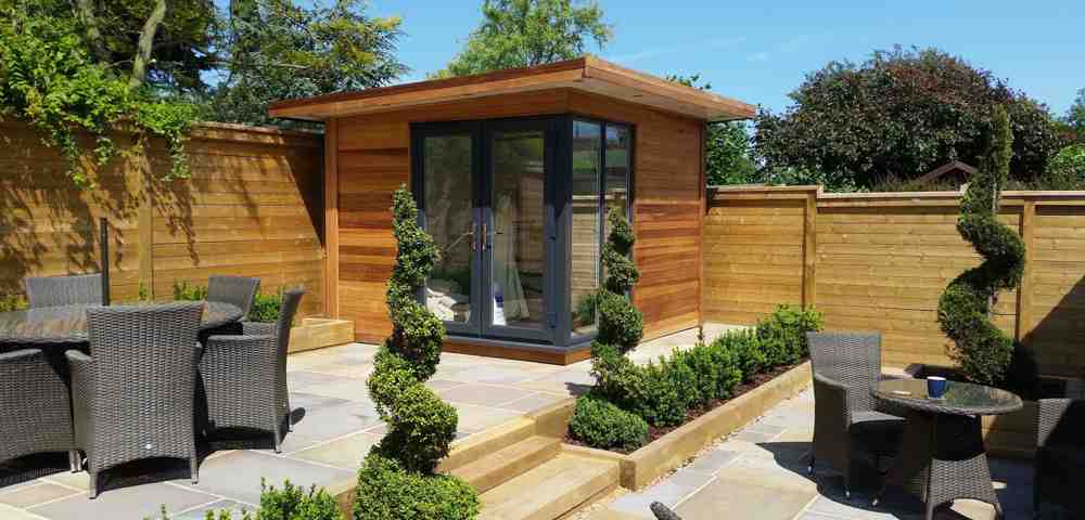 Garden office on a patio