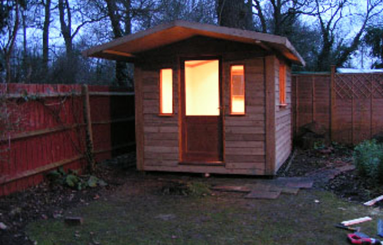 Garden Office Room Small Case Study Maidstone Outside Night View 02
